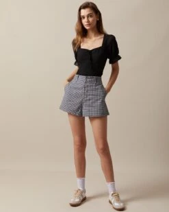 The Black High Waisted Button Up Plaid Shorts 9 The Black High Waisted Button Up Plaid Shorts -Outlet Dress Mix Up Store the plaid button up shorts bottoms 1knvnf 899007