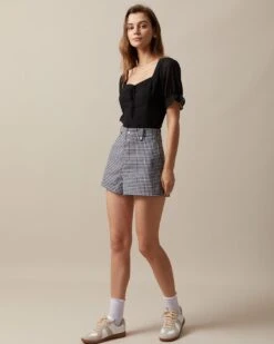 The Black High Waisted Button Up Plaid Shorts 10 The Black High Waisted Button Up Plaid Shorts -Outlet Dress Mix Up Store the plaid button up shorts bottoms mqmyzo 602723