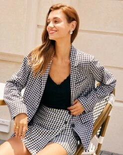 The Black Lapel Plaid Single-Breasted Blazer -Outlet Dress Mix Up Store the plaid single breasted blazer outerwear dnjkcz