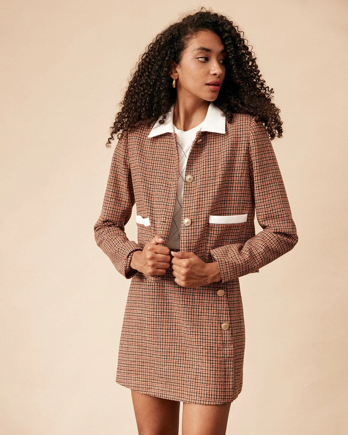 The Collared Button Up Plaid Tweed Jacket 4 The Collared Button Up Plaid Tweed Jacket - Image 4