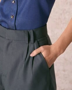 The Grey High Waisted Pleated Straight Pants -Outlet Dress Mix Up Store the pleated straight pants bottoms 43d6k3