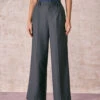 The Grey High Waisted Pleated Straight Pants