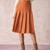 The Orange High Waisted Suede Midi Skirt