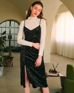 The Polka Dot Mock Neck Knit Top 10 The Polka Dot Mock Neck Knit Top -Outlet Dress Mix Up Store the polka dot knit top tops agg80y