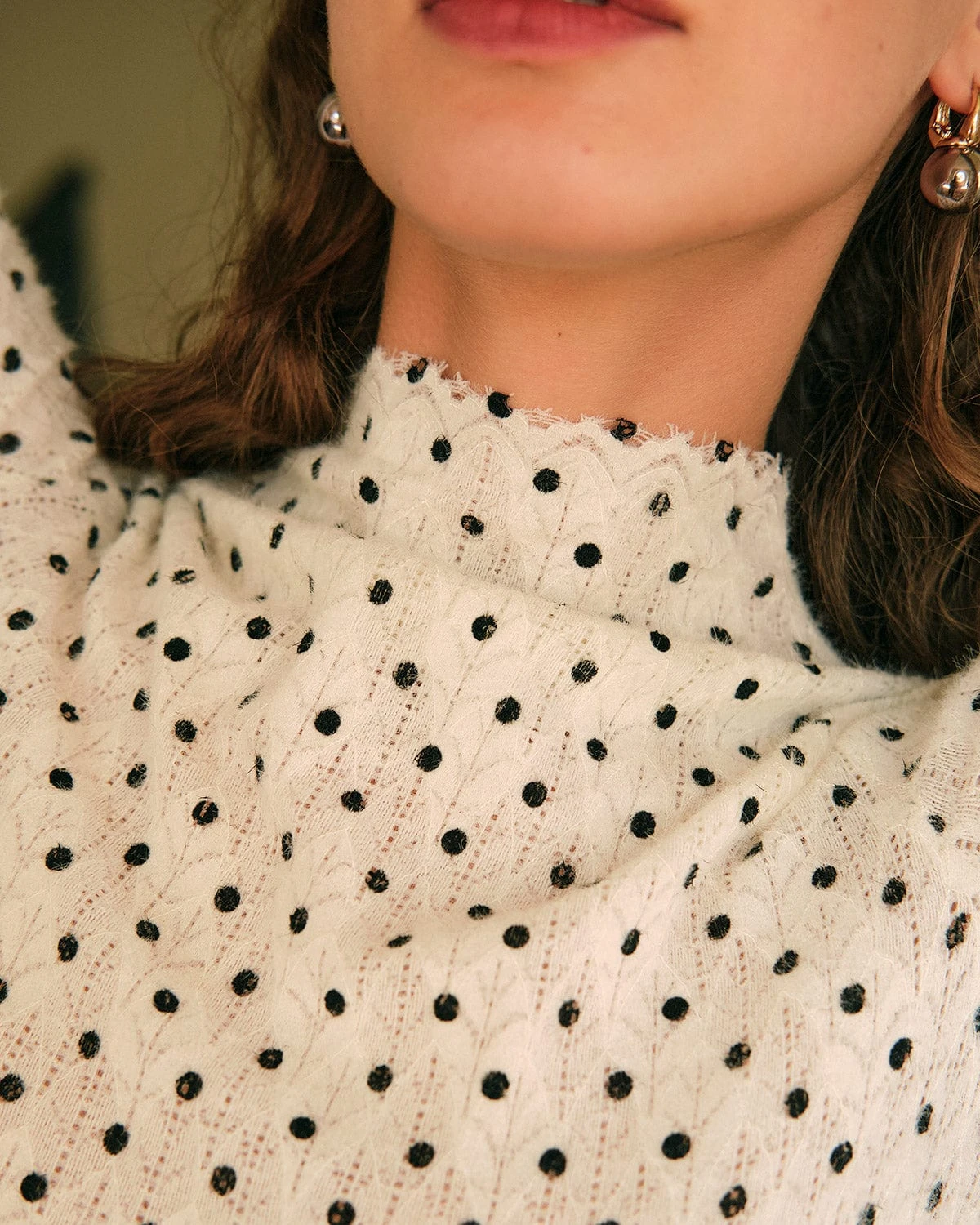 The Polka Dot Mock Neck Knit Top 2 The Polka Dot Mock Neck Knit Top - Image 2