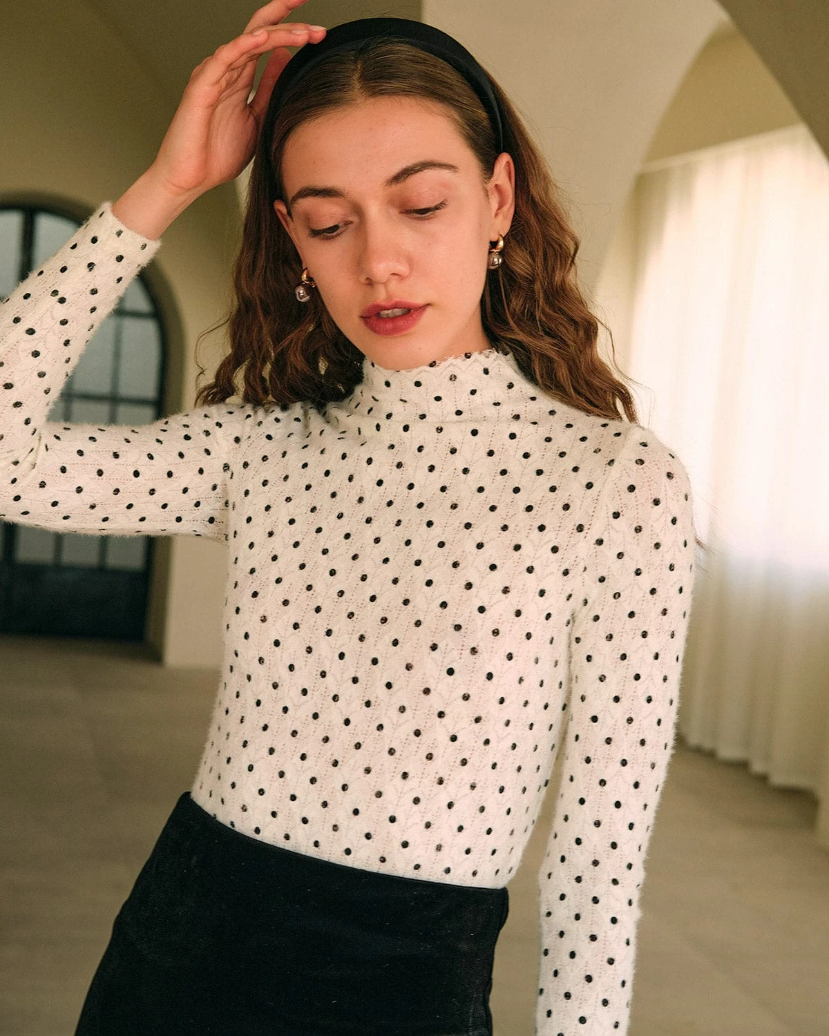 The Polka Dot Mock Neck Knit Top 1 The Polka Dot Mock Neck Knit Top