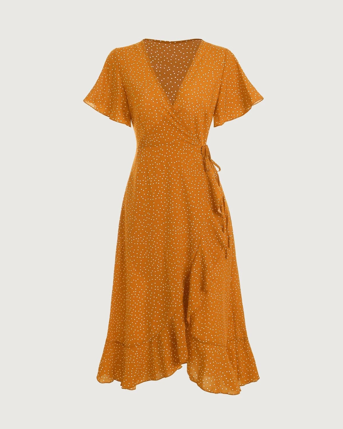 The Yellow Polka Dot Ruffle Wrap Dress 1 The Yellow Polka Dot Ruffle Wrap Dress