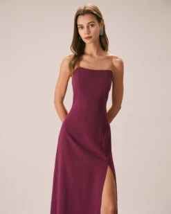 The Purple Pearl Strap A-Line Slit Maxi Dress 10 The Purple Pearl Strap A-Line Slit Maxi Dress -Outlet Dress Mix Up Store the purple pearl strap maxi dress purple dresses wu2pzb