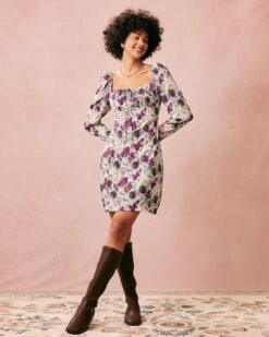 The Purple Square Neck Floral Long Sleeve Mini Dress 8 The Purple Square Neck Floral Long Sleeve Mini Dress -Outlet Dress Mix Up Store the purple square neck floral mini dress dresses y4hjpp 683675