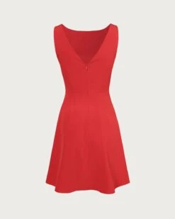The Red Boat Neck High Waisted Mini Dress -Outlet Dress Mix Up Store the red boat neck solid mini dress dresses gvdk2s 831937