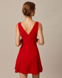The Red Boat Neck High Waisted Mini Dress -Outlet Dress Mix Up Store the red boat neck solid mini dress dresses uuwz4w 761102