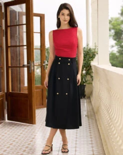 The Red Boat Neck Linen Tank Top -Outlet Dress Mix Up Store the red boat neck solid tank top tops 4jx9wi