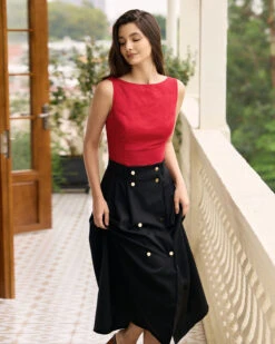 The Red Boat Neck Linen Tank Top -Outlet Dress Mix Up Store the red boat neck solid tank top tops cqfthc