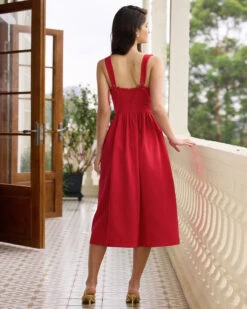 The Red Sweetheart Neck Criss Cross Ruched Midi Dress -Outlet Dress Mix Up Store the red criss cross ruched midi dress dresses zm7ld8
