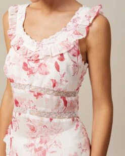 The Red V Neck Floral Flounce Tank Top -Outlet Dress Mix Up Store the red floral lace tank top tops 0cmetl 925774