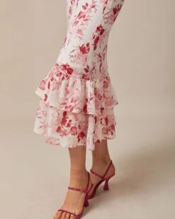 The Red Layered Floral Ruffle Maxi Dress -Outlet Dress Mix Up Store the red floral ruffle maxi dress dresses ssrcp0 164684