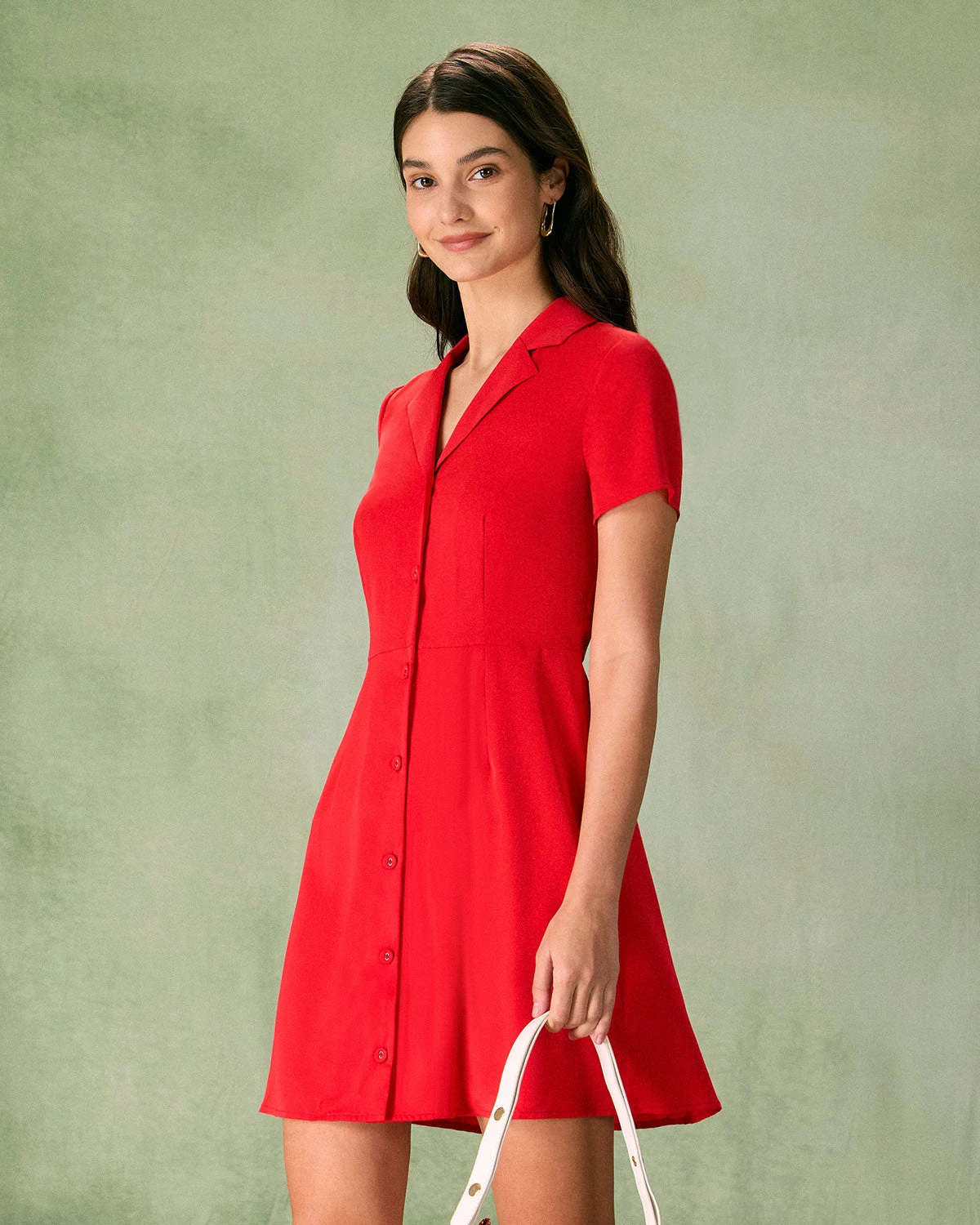 The Red Lapel Button Mini Dress 4 The Red Lapel Button Mini Dress - Image 4