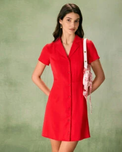 The Red Lapel Button Mini Dress 8 The Red Lapel Button Mini Dress -Outlet Dress Mix Up Store the red lapel button mini dress dresses fqnzxn