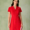 The Red Lapel Button Mini Dress