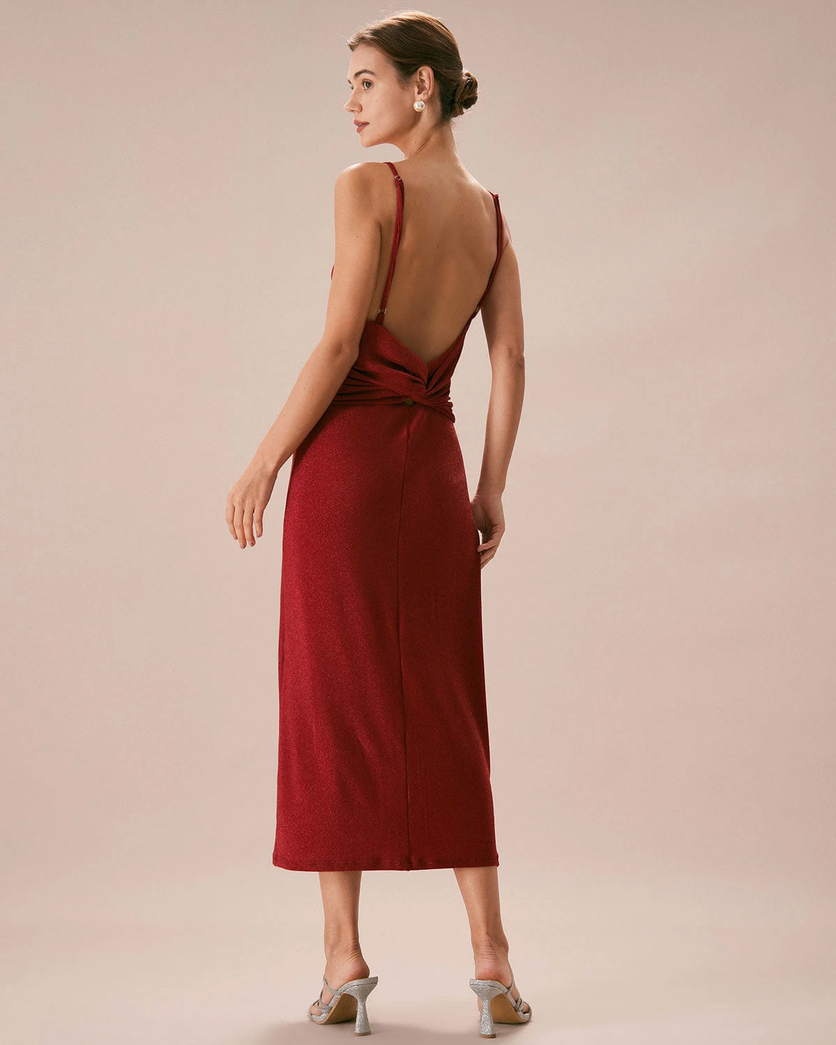 The Red Lurex Twist Back Slip Maxi Dress 6 The Red Lurex Twist Back Slip Maxi Dress - Image 6