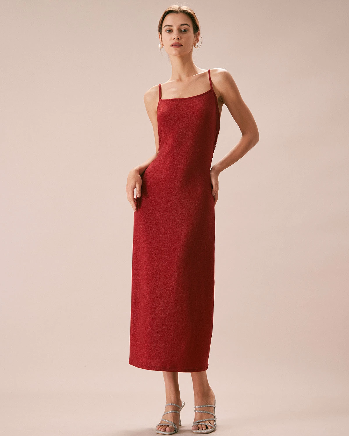 The Red Lurex Twist Back Slip Maxi Dress 4 The Red Lurex Twist Back Slip Maxi Dress - Image 4