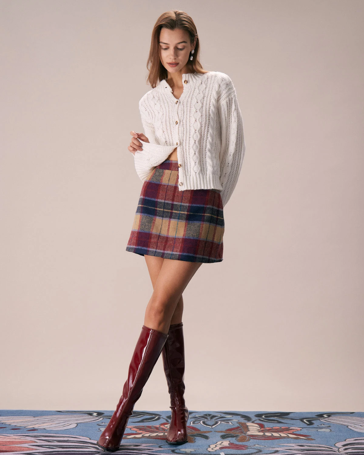 The Red Plaid Zipper Fly Tweed Mini Skirt 2 The Red Plaid Zipper Fly Tweed Mini Skirt - Image 2