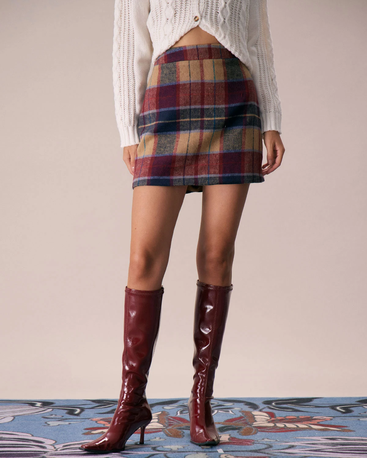 The Red Plaid Zipper Fly Tweed Mini Skirt 3 The Red Plaid Zipper Fly Tweed Mini Skirt - Image 3