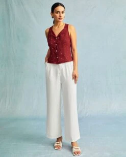 The Red V Neck Polka Dot Print Sleeveless Vest -Outlet Dress Mix Up Store the red polka dot vest tops hrabkg 319181