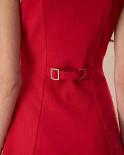 The Red Round Neck Button Mini Dress -Outlet Dress Mix Up Store the red round neck button mini dress dresses fz36ha