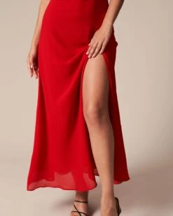 The Red Cowl Neck Cutout Ruched Maxi Dress -Outlet Dress Mix Up Store the red ruched slit maxi dress dresses atp7mw 701352