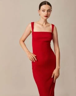 The Red Square Neck Ribbed Midi Dress 8 The Red Square Neck Ribbed Midi Dress -Outlet Dress Mix Up Store the red square neck ribbed midi dress dresses 1jwisr 778353