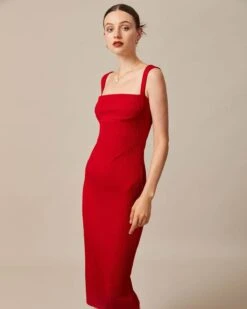 The Red Square Neck Ribbed Midi Dress 9 The Red Square Neck Ribbed Midi Dress -Outlet Dress Mix Up Store the red square neck ribbed midi dress dresses cctatl 290299