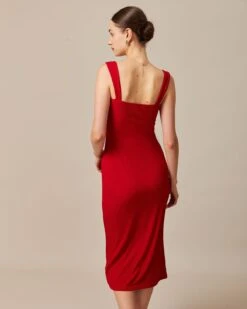 The Red Square Neck Ribbed Midi Dress 11 The Red Square Neck Ribbed Midi Dress -Outlet Dress Mix Up Store the red square neck ribbed midi dress dresses ovsvye 632371