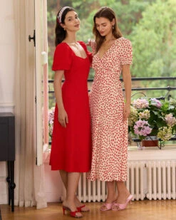 The Red Sweetheart Neck Slit Midi Dress -Outlet Dress Mix Up Store the red sweetheart neck slit midi dress dresses fp8jzo