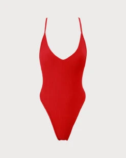 The Red Ribbed Cross Back One-Piece Swimsuit 11 The Red Ribbed Cross Back One-Piece Swimsuit -Outlet Dress Mix Up Store the ribbed cross back one piece swimsuit red one pieces rort3u