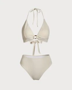 The Beige Textured Halter Bikini Set 9 The Beige Textured Halter Bikini Set -Outlet Dress Mix Up Store the ribbed textured halter bikini set beige bikinis 0uxky6 887126