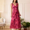 The Rose Red V Neck Sleeveless Floral Maxi Dress