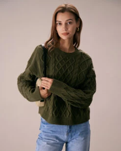 The Green Round Neck Button Shoulder Sweater -Outlet Dress Mix Up Store the round neck button shoulder sweater green tops lbjorw