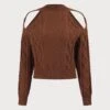 The Coffee Cutout Shoulder Woolen Knit Top