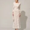 The White Lace Long Sleeve Backless Maxi Dress