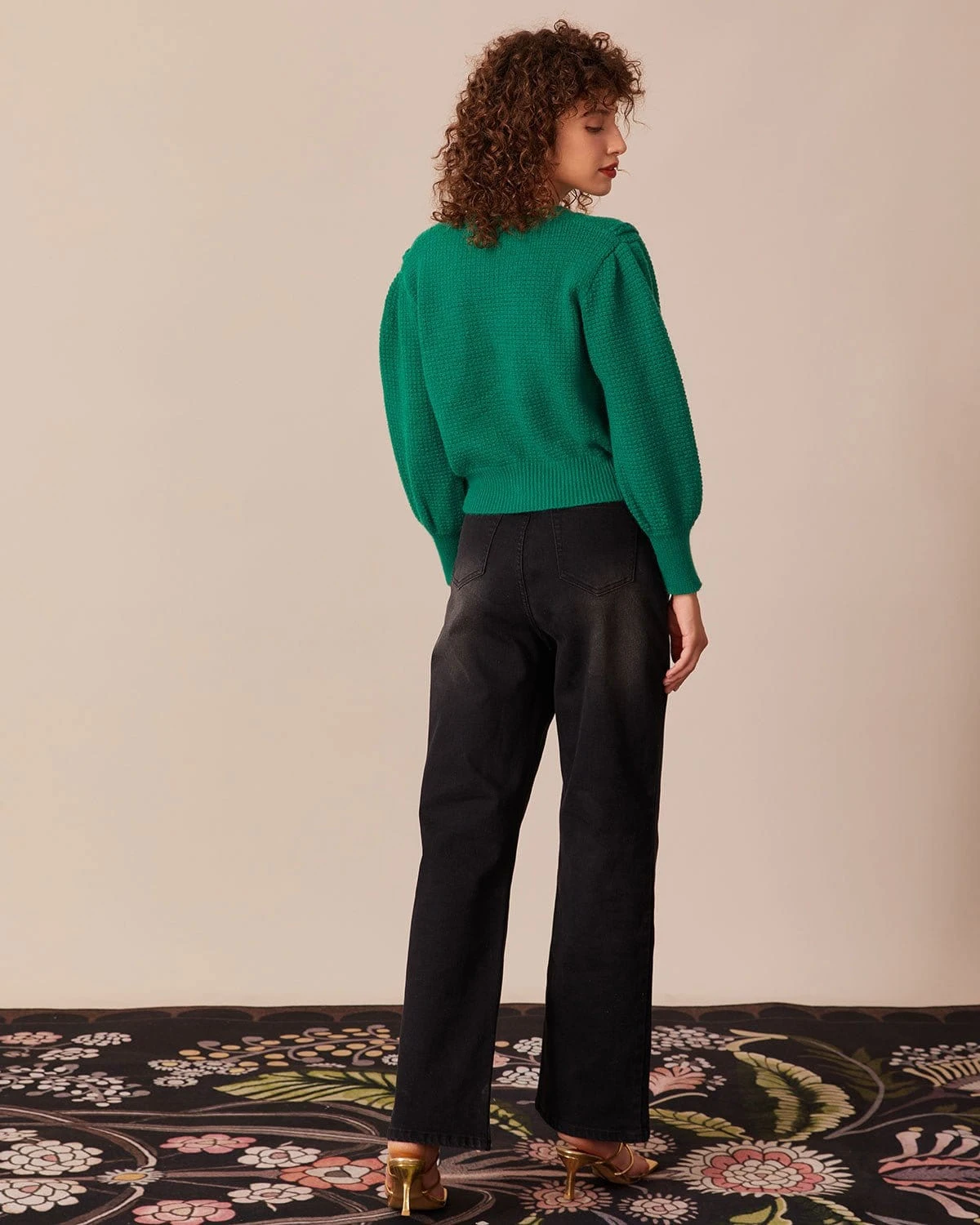 The Green Ribbed Lantern Sleeve Cardigan 6 The Green Ribbed Lantern Sleeve Cardigan - Image 6