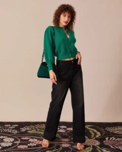 The Green Ribbed Lantern Sleeve Cardigan 8 The Green Ribbed Lantern Sleeve Cardigan -Outlet Dress Mix Up Store the round neck lantern sleeve cardigan tops tj4cez 509827