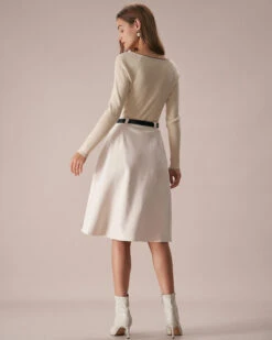 The Apricot Round Neck Pearl Trim Knit Top -Outlet Dress Mix Up Store the round neck pearl trim knit top tops lmgoti