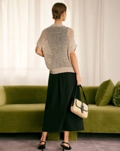 The Khaki Round Neck Pointelle Knit Vest 9 The Khaki Round Neck Pointelle Knit Vest -Outlet Dress Mix Up Store the round neck pointelle knitted vest tops hkxpjm