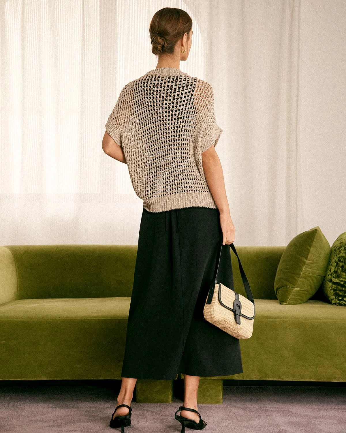 The Khaki Round Neck Pointelle Knit Vest 5 The Khaki Round Neck Pointelle Knit Vest - Image 5