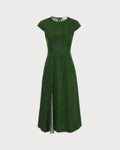 The Green Round Neck Polka Dot Cutout Midi Dress -Outlet Dress Mix Up Store the round neck polka dot dress dresses jf95z9 3e0caac6 e48e 449f 8acb e89be1afcfb5