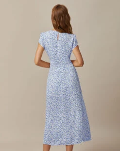 The Blue Round Neck Floral Slit Midi Dress 9 The Blue Round Neck Floral Slit Midi Dress -Outlet Dress Mix Up Store the round neck ruched floral dress dresses odfpph cc575dc2 58da 4c5e b1c9 22a313992a39
