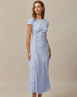 The Blue Round Neck Floral Slit Midi Dress 7 The Blue Round Neck Floral Slit Midi Dress -Outlet Dress Mix Up Store the round neck ruched floral dress dresses v6wzao df202222 0452 49c7 b3a7 2087459db0a4