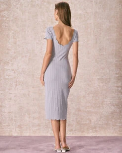The Grey Round Neck Scalloped Midi Dress 9 The Grey Round Neck Scalloped Midi Dress -Outlet Dress Mix Up Store the round neck scalloped sweater dress dresses aqodua