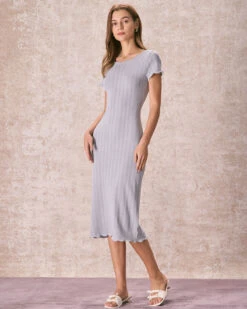 The Grey Round Neck Scalloped Midi Dress 7 The Grey Round Neck Scalloped Midi Dress -Outlet Dress Mix Up Store the round neck scalloped sweater dress dresses lfnlhm